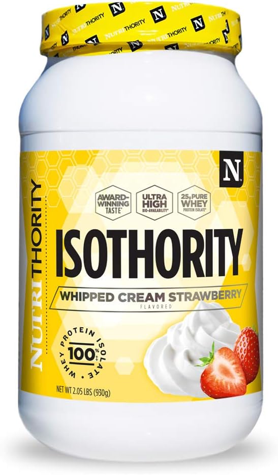 Isothority Whey Protein Isolate, Whipped Cream Strawberry, 2 lb - Ultra Absorbable Branched Chain Amino Acids (BCAA) Powder with 25g Per Serving, Low Carb - Build Muscle & Accelerate Recovery 5