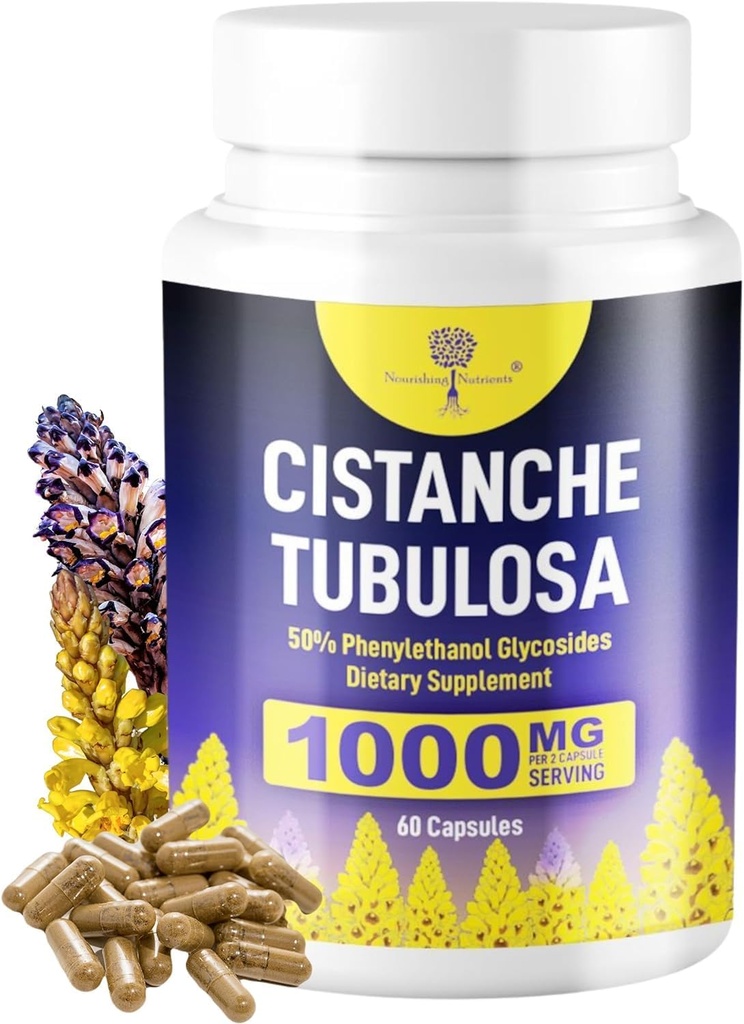 Organic Quality Cistanche Tubulosa |1000mg 60 Capsules |50% Echinacoside, Acteoside, Tubuloside B from Total Phenylethanoid Glycosides. A Natural Energy Supplement for Strength, Performance, Vitality 2