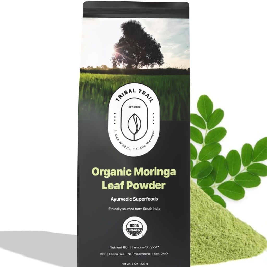 Organic Moringa Powder | 8.01 oz | USDA Organic & Non-GMO | Raw from India | Moringa Oleifera | Immune Support, Antioxidants, Healthy Hair 2