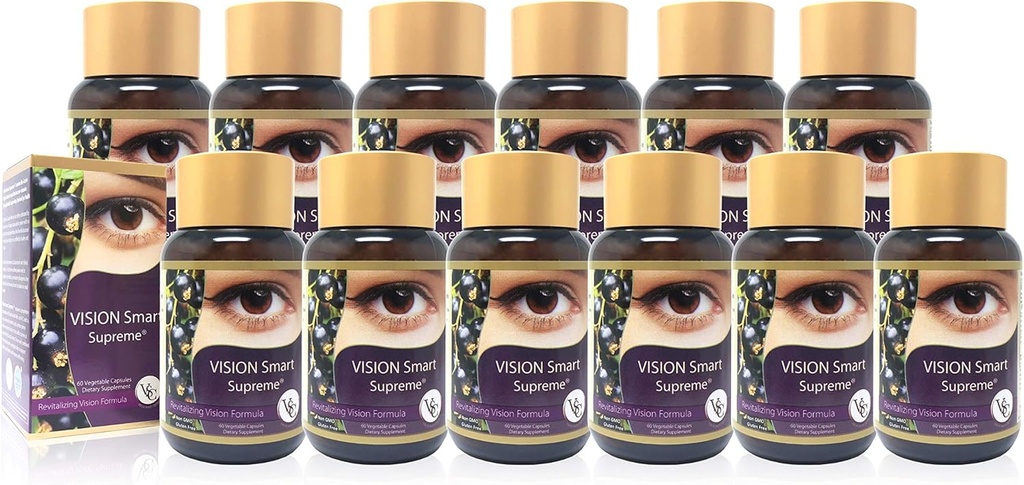Vision Smart Supreme - Superior Eye Supplement, Premium Nutraceutical Ingredients with 210mg of Pure Anthocyanins of D3R and C3R, Veggie Capsules. Product of USA (12 Bottles) 2