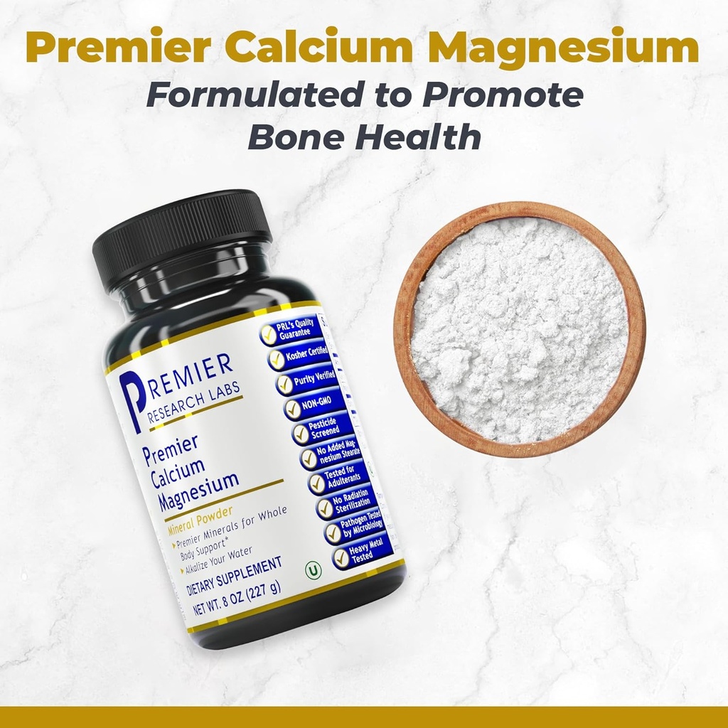 Premier Research Labs Calcium Magnesium Powder - Natural Coral Calcium Powder for Bone Health, Mix with Water for Alkaline PH Balance - 8 oz 3