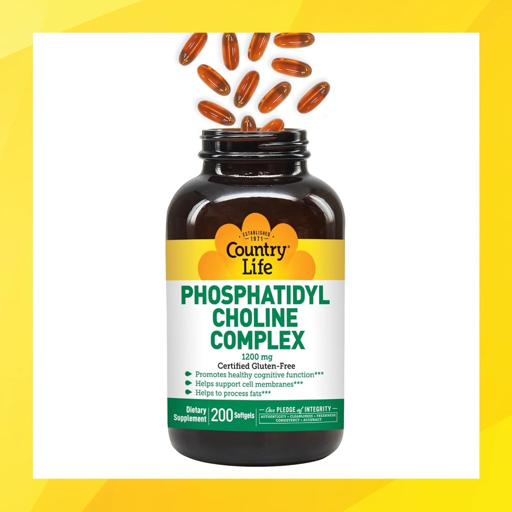 Country Life Phosphatidyl Choline Complex, Promotes Healthy Cognitive Function, 1200mg, 200 Softgels 4