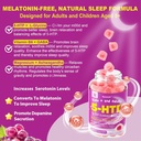 5HTP Gummies for Adults & Kids 8+, Melatonin Free Gummies with Magnesium Glycinate, GABA, L-Glycine, Ashwagandha, Vitamin B6 for Delicious Zzzs, Brain & Muscle Relaxation, 0 Sugar 60 Count (Pack of 1) 4