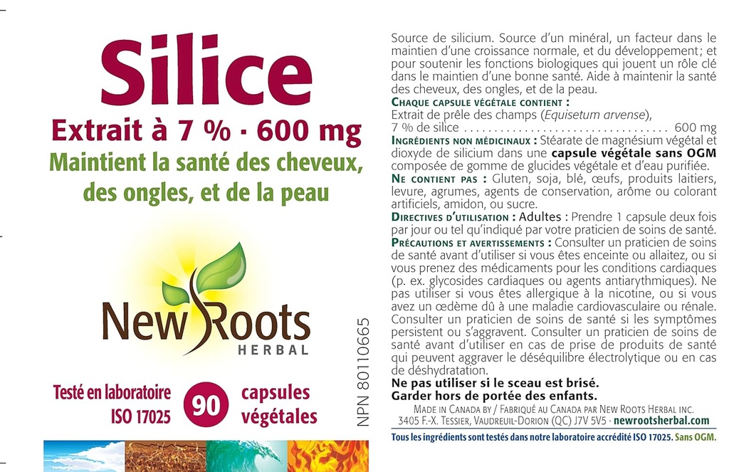 NEW ROOTS HERBAL Silica 7% Extract 600Mg, 90 CT 5