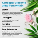 Liquid Collagen Peptides for Women - Serum Complex with Biotin Vitamin, Hydrolyzed Keratin Protein and Saw Palmetto - Comprehensive Formula for Hair, Skin, and Nails Wellness - 2fl oz (Pack of 1) 4