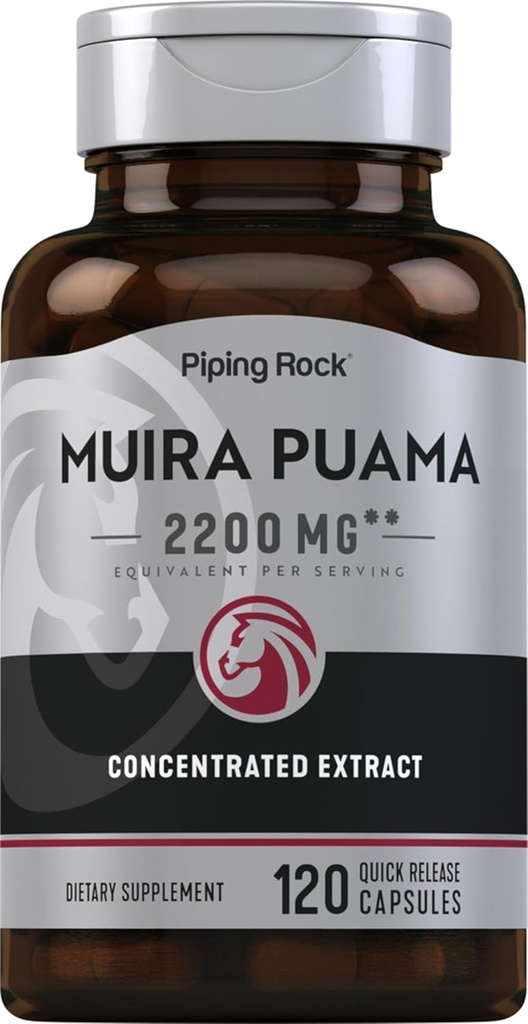 Piping Rock Muira Puama Root Extract 2200 mg | 120 Capsules | for Men & Women | Non GMO, Gluten Free Supplement 2