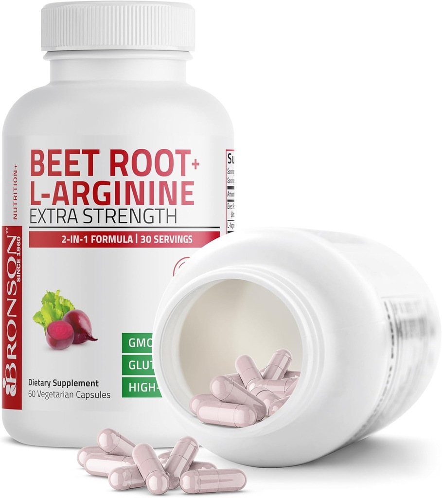 Bronson Beet Root + L-Arginine Nitric Oxide Production - Non-GMO, 60 Vegetarian Capsules 6