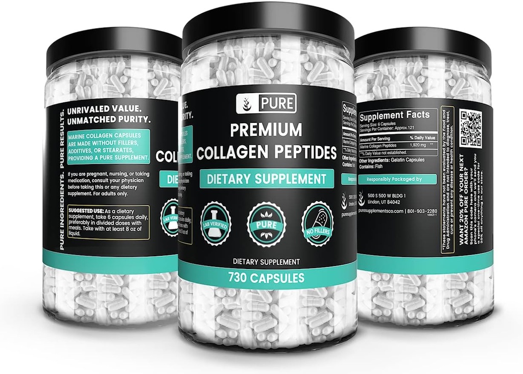 Pure Original Ingredients Collagen Peptides (730 Capsules) No Magnesium Or Rice Fillers, Always Pure, Lab Verified 5