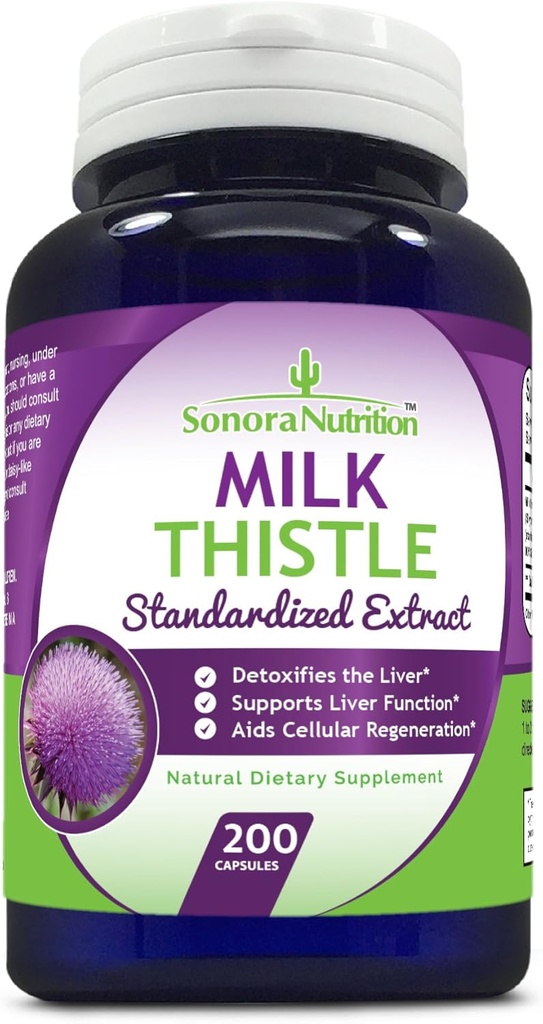 Milk Thistle Standardized Extract with 80% Silymarin 250 mg, 200 Capsules 2