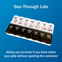 Basic Care (7-Day) AM/PM Pill Organizer, Vitamin Case, And Medicine Box, Large Compartments, 2 Times a Day, Black and Clear Lids 5