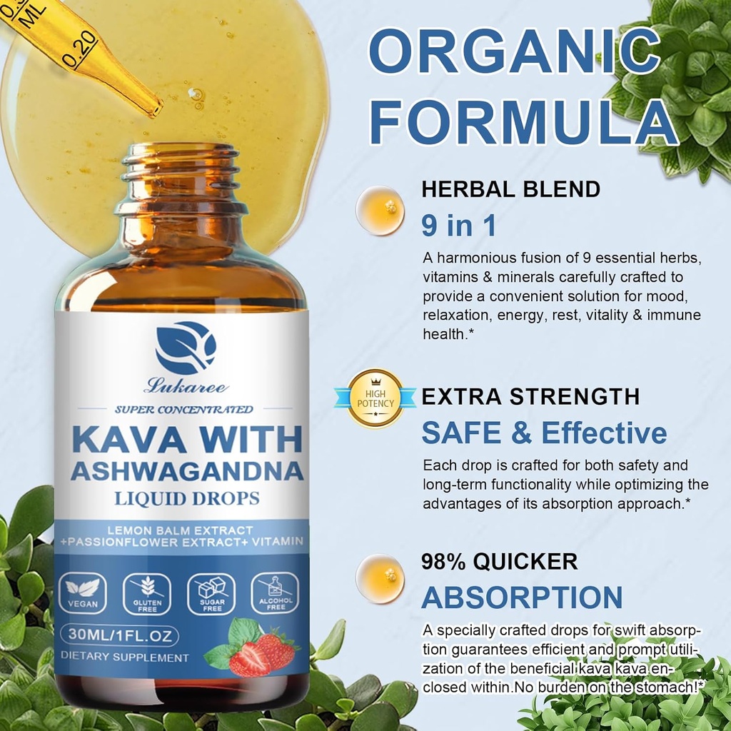 (3 Pack) Kava Kava Root Extract Supplement - High Concentration Kava w/Ashwagandha, Lemon Balm, Valerian Root for Immune & Overall Health - Vegan, Alcohol-Free 6