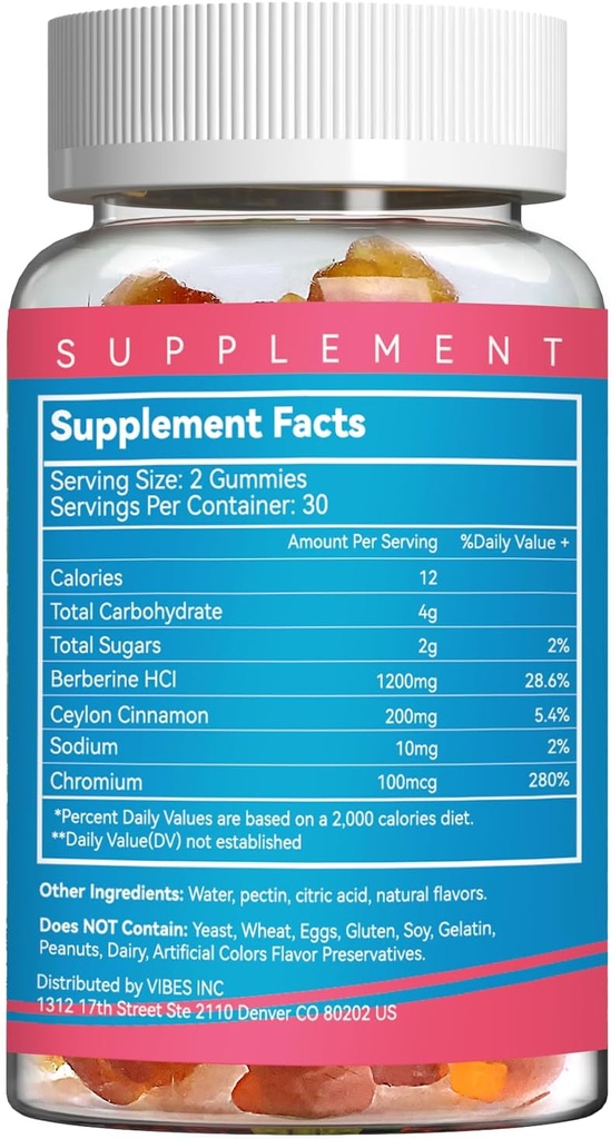 2 Pack Berberine Gummies -1200mg Berberine Supplement with Ceylon Cinnamon for Metabolism and Energy Support, Vegan Gelatin-Free-120 Count 6