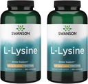 Swanson Free Form L-Lysine - Natural Supplement Promoting Stress Support & Nervous System Health - May Promote Calm Mood & Relaxation - (300 Capsules, 500mg Each) 2 Pack 2