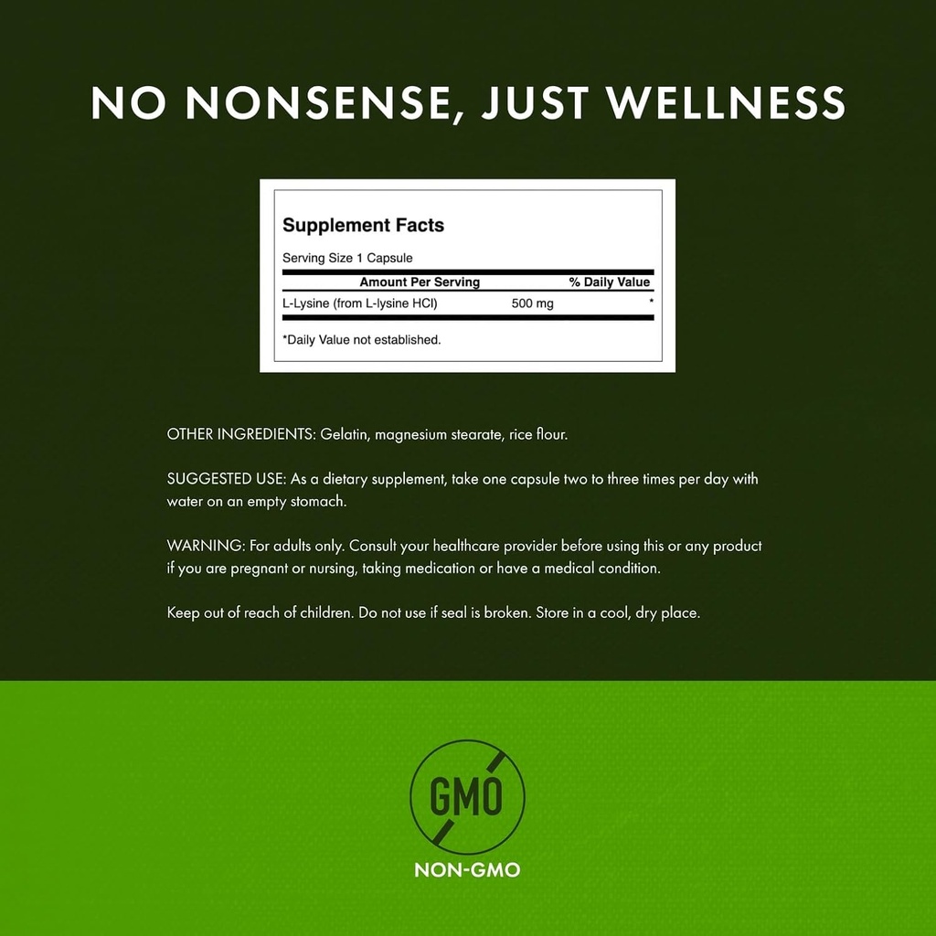 Swanson Free Form L-Lysine - Natural Supplement Promoting Stress Support & Nervous System Health - May Promote Calm Mood & Relaxation - (300 Capsules, 500mg Each) 2 Pack 4