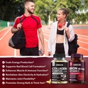 Collagen Peptides and Iron Bundle, 2025 MG Collagen, Zero Sugar, 65 MG Elemental Iron, Carbonyl Iron with Vitamin C, Gentle on The Stomach 4