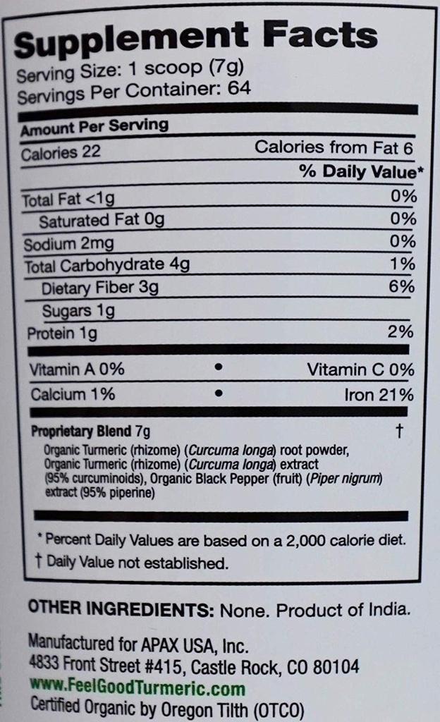 Feel Good USDA Organic Turmeric Powder, 16 Ounces 3