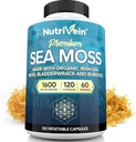 Nutrivein Organic Sea Moss 1600mg Plus Bladderwrack & Burdock - 120 Caps for Adults - Prebiotic Super-Food - Immune System & Digestive Health - Thyroid, Skin, Keto Detox, Gut, Joint Support 2