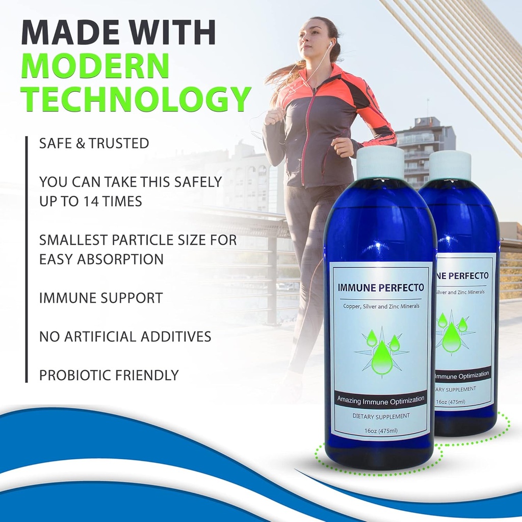 Immune Perfecto - Atomic Particle Trace Minerals of Colloidal Silver, Copper, and Zinc - Perfect on Demand Metabolic Support - 16 oz. (475 ml)… 5