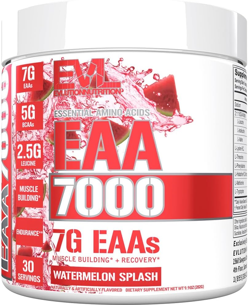 Evlution Nutrition EAA7000 - Pre & Post Workout Powder - Muscle Building + Recovery Supplement - 7g Essential Amino Acids + 5g BCAAs - Endurance + Energy Support - 30 Servings - Watermelon Splash 2