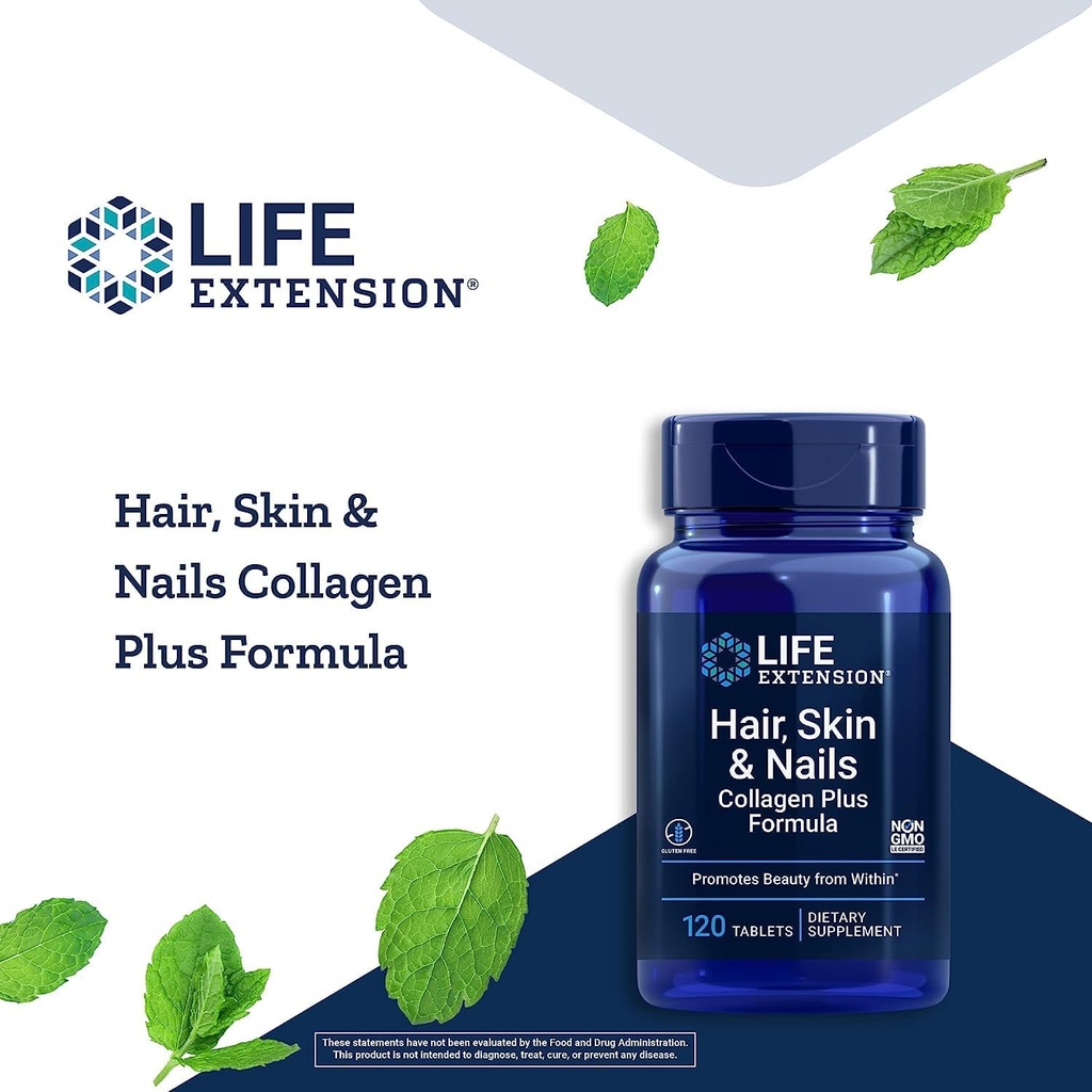 Life Extension Hair, Skin & Nails Collagen Plus Formula with Multivitamin - 120 Count & 60 Tablets 4