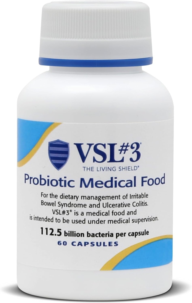 VSL #3® Probiotics for Digestive Health, IBS & UC Symptoms - 112.5B CFUs, High-Potency, Multi-Strain, Live, Refrigerated Probiotic, Medical Food for Gut Health Support in Men & Women, 240 Capsules 3