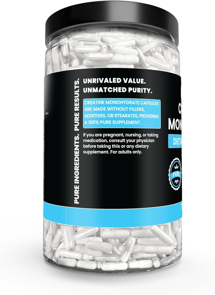PURE ORIGINAL INGREDIENTS Creatine Monohydrate (365 Capsules) No Magnesium Or Rice Fillers, Always Pure, Lab Verified 3