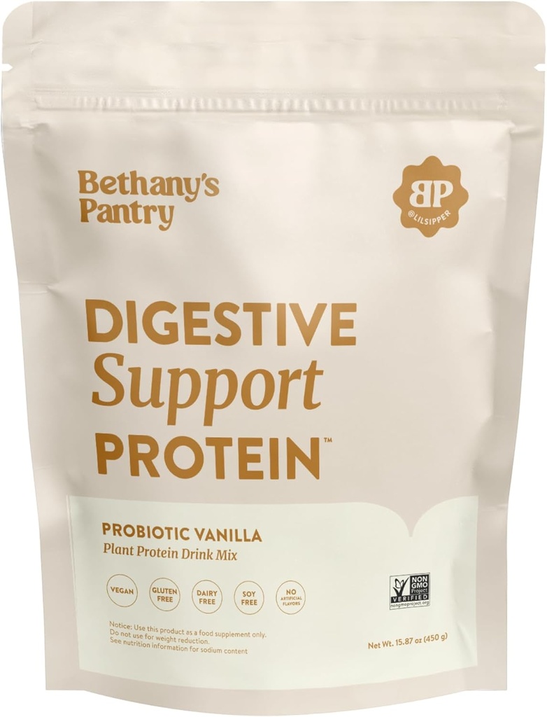 Nuzest Bethany's Pantry Digestive Support Protein - Probiotics for Digestive Health – Clean Lean Protein - Premium Vegan Pea Protein Powder – Plant Based - 20 Servings, 1 Pound (Pack of 1) - Vanilla 2