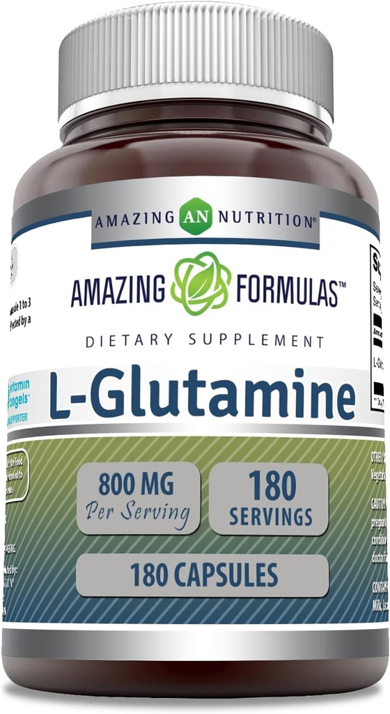 Amazing Formulas L-Glutamine Amino Acid Supplement | 800 Mg Per Serving | 180 Capsules | Non-GMO | Gluten Free | Made in USA 2