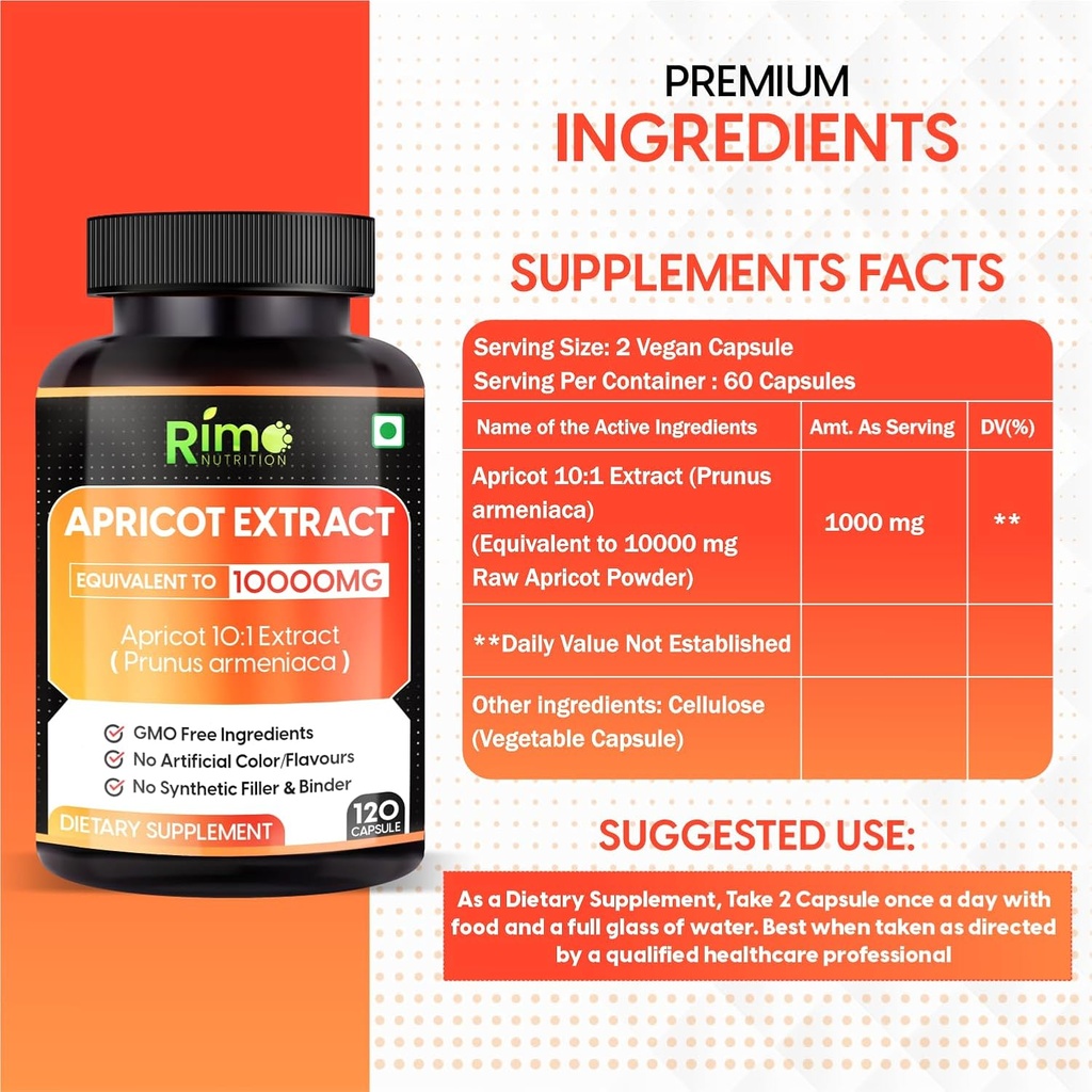 Apricot Capsules (120 Capsules) (Pack of 1) 3