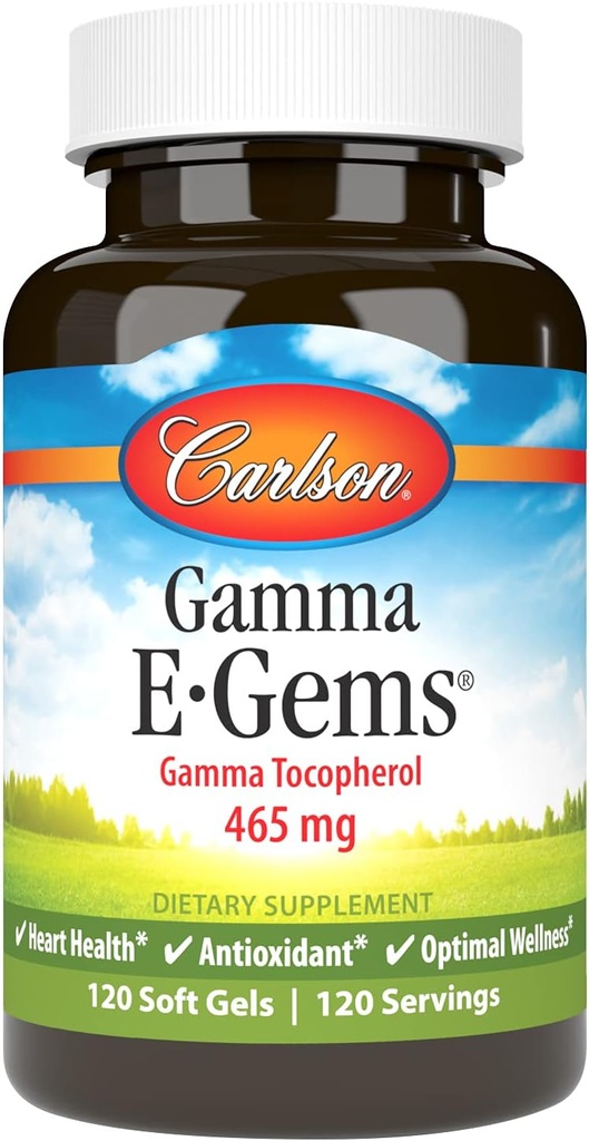 Carlson - Gamma E-Gems, 465 mg, Gamma Tocopherol, Vitamin E Tocopherol, Optimal Wellness, 120 Softgels 2
