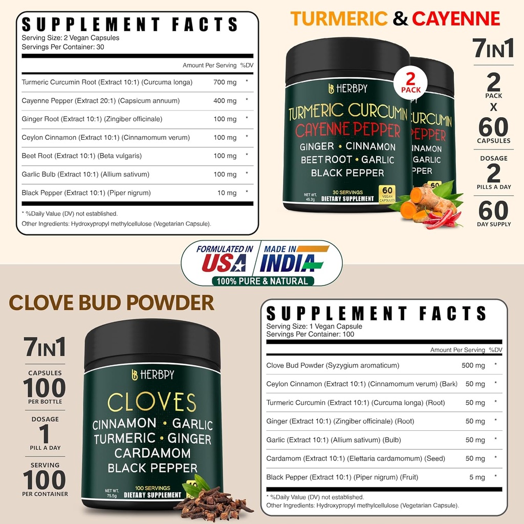 Bundle 7in1 Turmeric Curcumin Supplements & 7in1 Clove Supplement 5