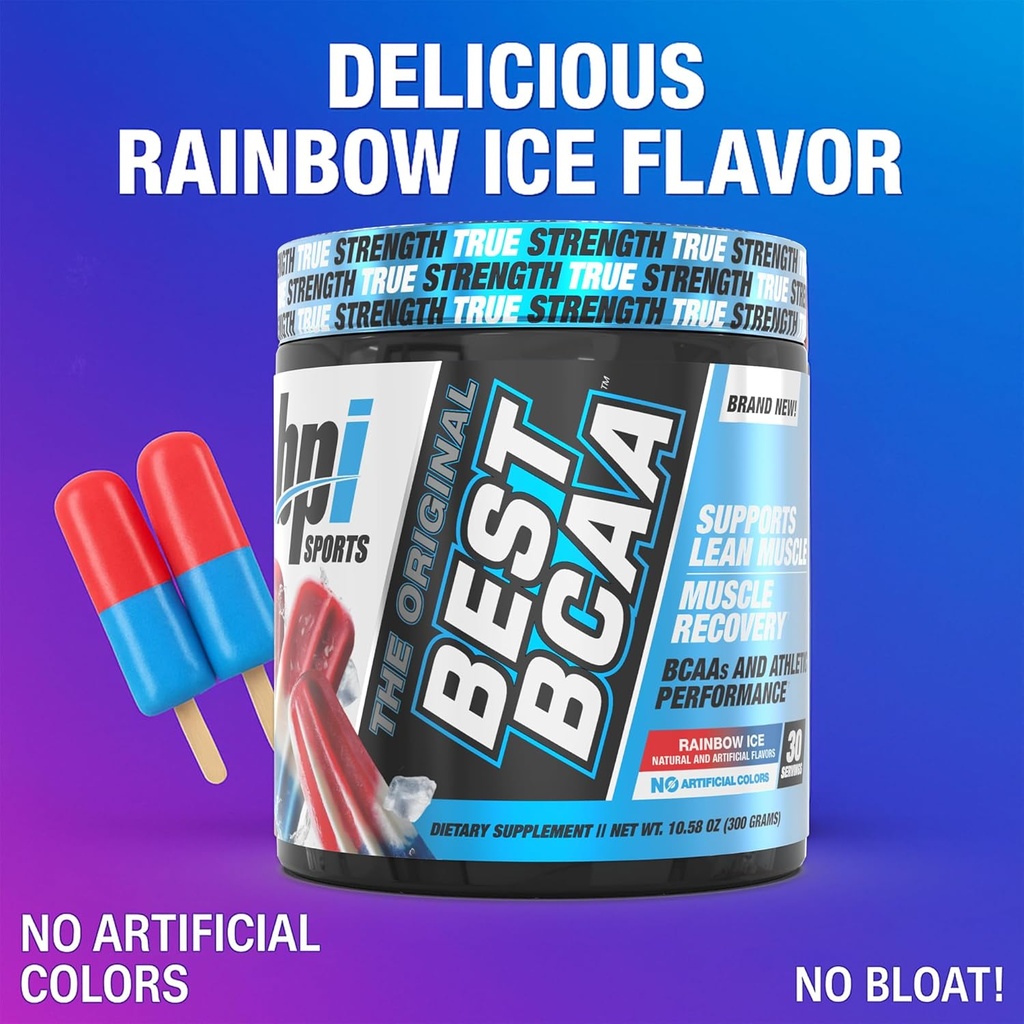 BPI Sports Best BCAA Powder - Muscle Recovery Support - Branched Chain Amino Acids | Building Blocks of Protein and Muscle - Post Workout Recovery – Hydration – Rainbow Ice, 30 Servings 3