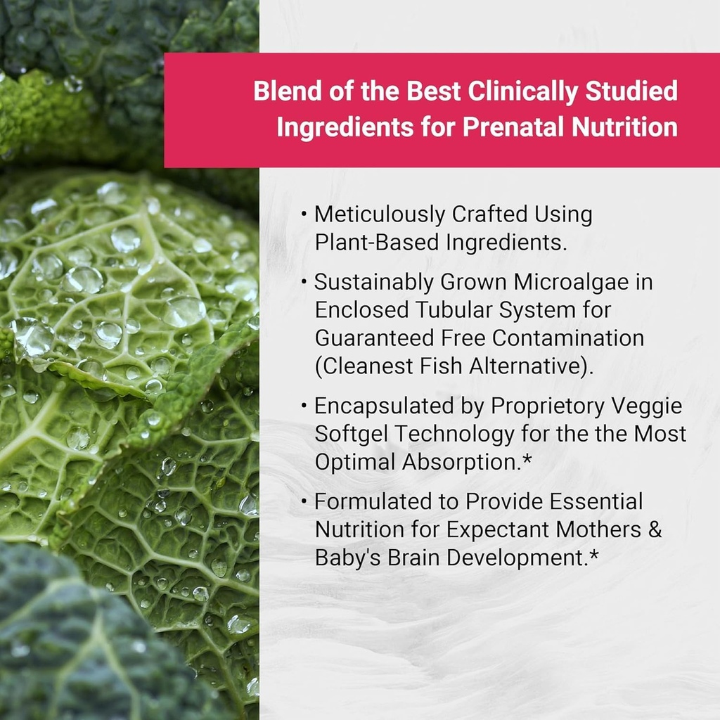 Naturalis Vegan Prenatal with Full Specrum Omega-3 | Algae DHA, EPA, DPA, Vitamin D3 & Active Folate L 5-MTHF | Vegan Society Certified, Sustainably Sourced, Non-GMO & Soy Free | 60 Veggie Softgels 6