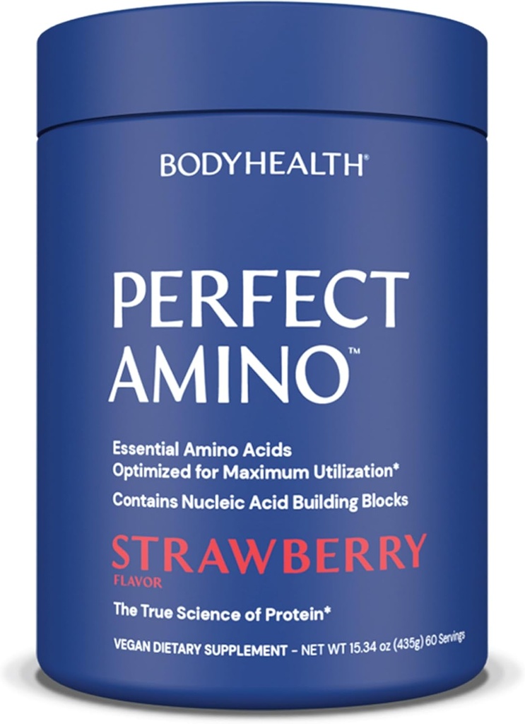 BodyHealth PerfectAmino Powder - BCAA and EAA Powder for Pre and Post Workout - Amino Acid Energy Drink for Men and Women to Support Lean Muscle and Recovery - Strawberry - 120 Servings 2