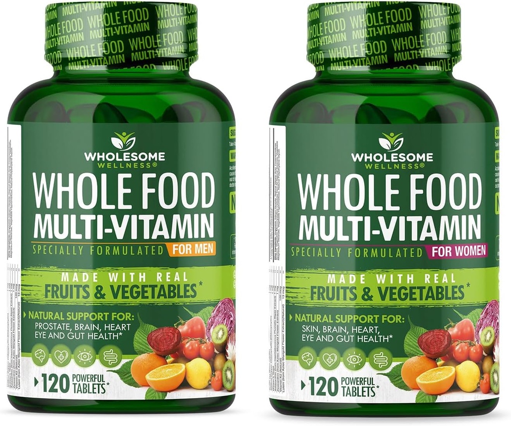 Wholesome Wellness Wholefood Multivitamins for Men + for Women Bundle 2