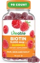 Lifeable Biotin Gummies | 10,000mcg | Great Tasting Hair Skin and Nails Gummies | GMO-Free Vegan Biotin Supplement | Hair Skin and Nails Vitamins for Women | 90 Gummies 2