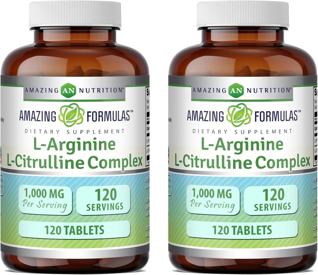 Amazing Formulas L-Arginine/L-Citrulline Complex 1000mg 120 Tablets Supplement| Non-GMO | Gluten Free | Made in USA 5