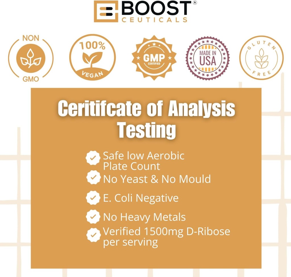 BoostCeuticals D-Ribose Capsules 90 | Pure Vegan D Ribose Supplement | Non-GMO, Gluten-Free, No Stearates | Ideal Muscle, Heart & Cellular Energy Support 3