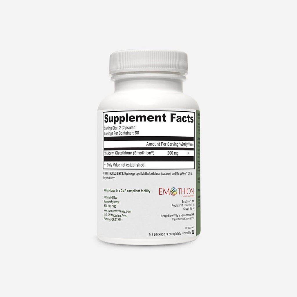 RetzlerRx S-Acetyl Glutathione Supplement 100 mg. per Capsule, Made in USA - 120 Acid-Resistant Capsules - Antioxidant Support - Non-GMO, Soy & Gluten-Free / Bergaflow®, Pharmaceutical Grade 4