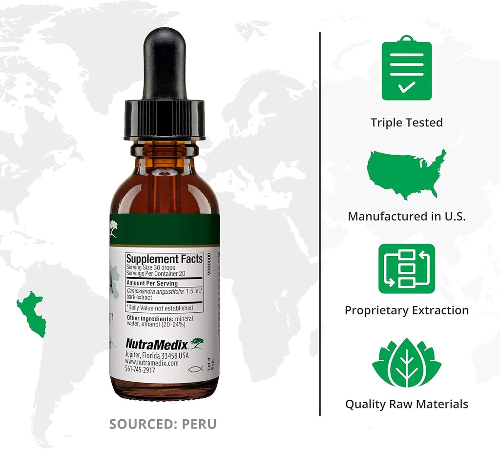 NutraMedix Cumanda Liquid Immune Support Supplement - Herbal Tincture to Promote Microbial, Digestive & Gut Health for Women & Men - Made with Huacapurana Tree Bark Extract (1oz / 30ml) 3