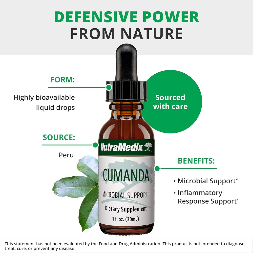 NutraMedix Cumanda Liquid Immune Support Supplement - Herbal Tincture to Promote Microbial, Digestive & Gut Health for Women & Men - Made with Huacapurana Tree Bark Extract (1oz / 30ml) 5
