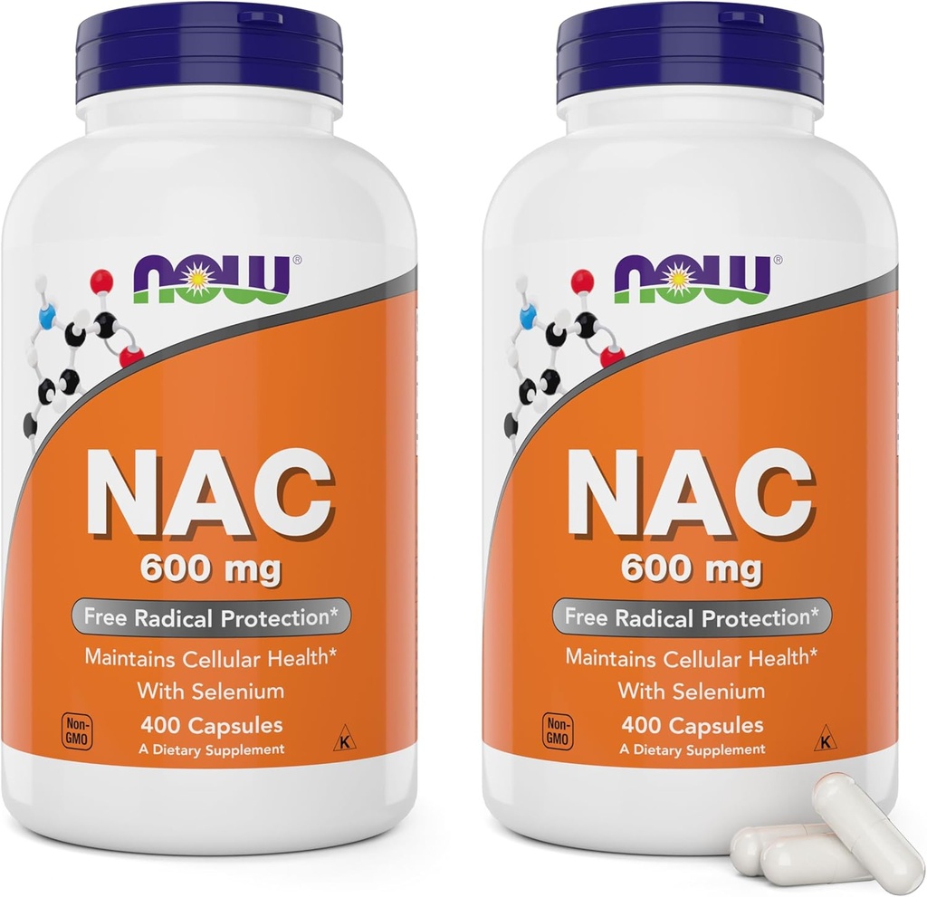 Now NAC 600 mg, 400 Capsules (Pack of 2), N-Acetyl Cysteine with Selenium 2
