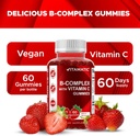 Vitamatic Vitamin B Complex Gummies with Vitamin C & Inositol - Natural Strawberry Flavor - 60 Gummies (2 Bottles) 5