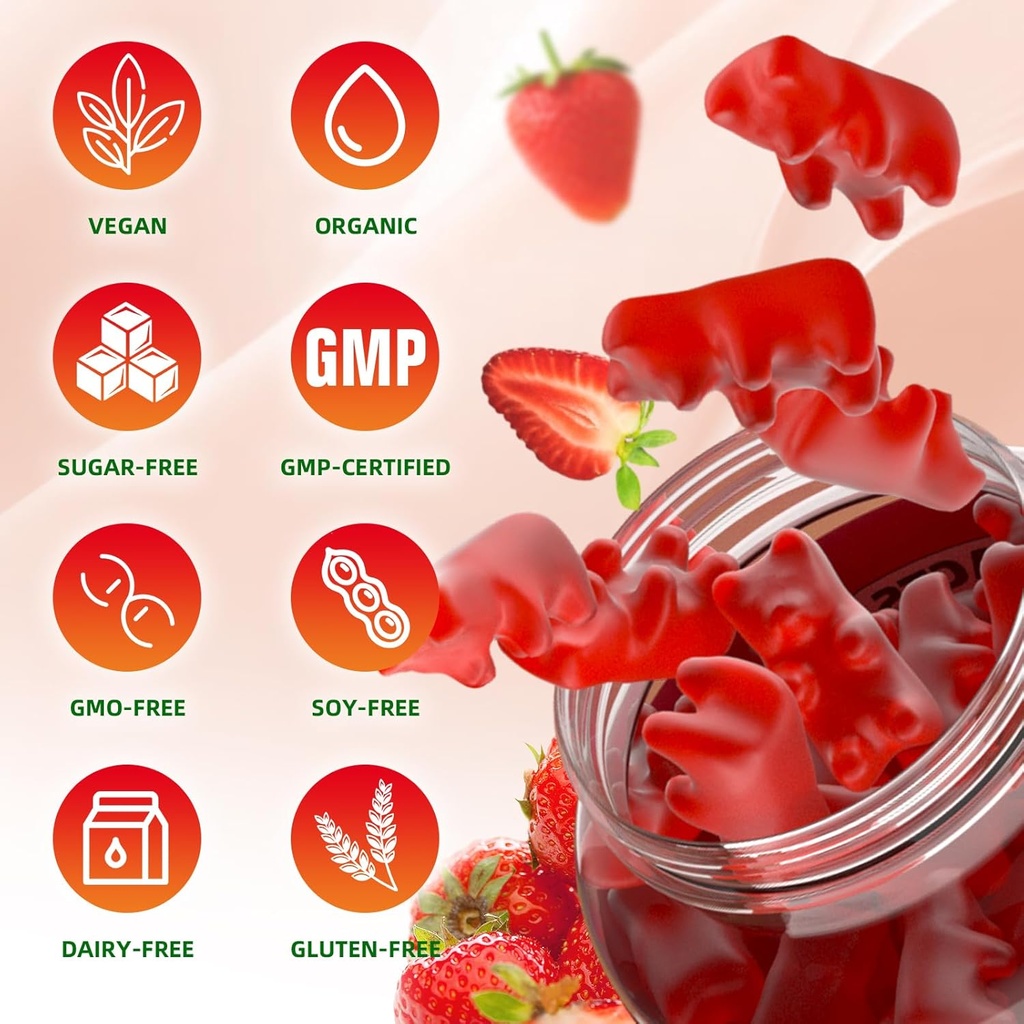 Calcium Citrate Gummies, Sugar Free Calcium Citrate 1000mg for Muscle Healthy, Absorption Calcium Supplements for Adults & Kids, Strawberry, 60 Count 6