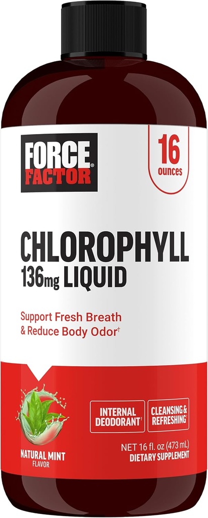FORCE FACTOR Chlorophyll Liquid Body Deodorizing Supplement, Freshens Breath and Body Naturally, Made with No Artificial Sweeteners or Colors, Non-GMO, Natural Mint Flavor, 16 oz. 2