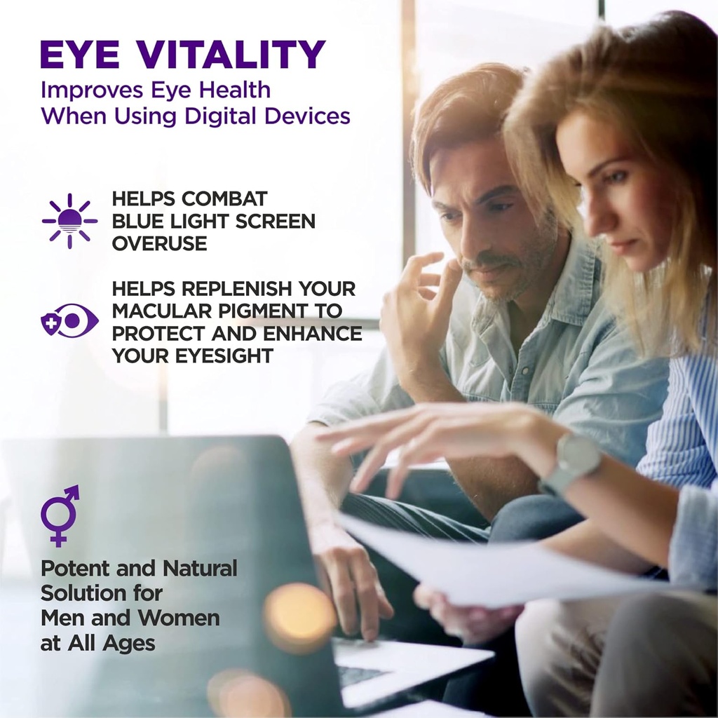 Eye Vitamins Supplement with Lutein, Bilberry, Beta Carotene, L-Taurine, Zinc and Quercetin, 90 Capsules, Supports Vision, Ocular and Macular Health, Helps Eyes Filter Blue Light 6