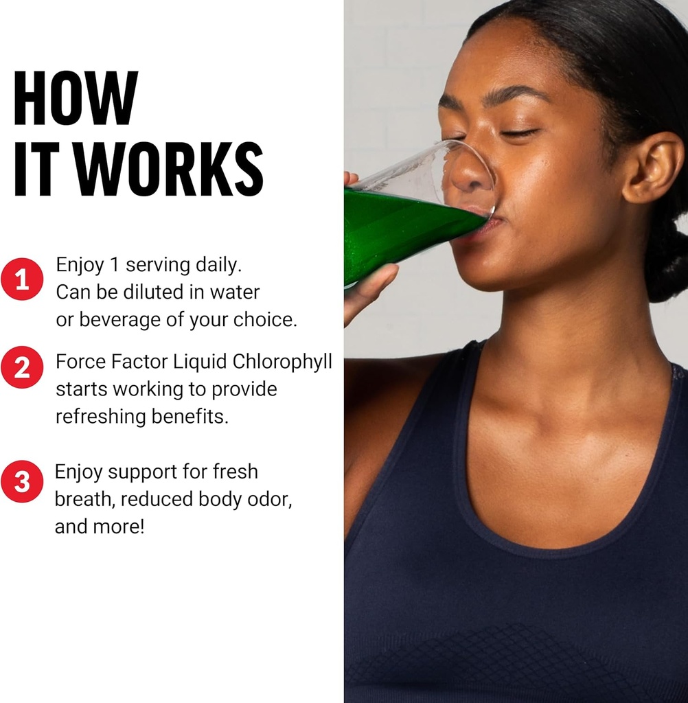 FORCE FACTOR Chlorophyll Liquid Body Deodorizing Supplement, Freshens Breath and Body Naturally, Made with No Artificial Sweeteners or Colors, Non-GMO, Natural Mint Flavor, 16 oz. 6