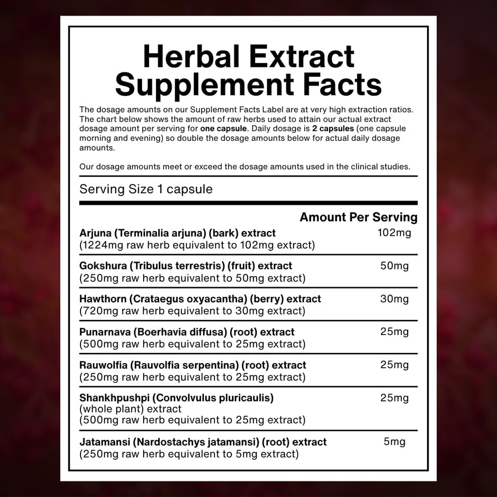 Everyday Blood Pressure Support and Hypertension Supplement - Hawthorn Berry, Arjuna, Magnesium, and Rauwolfia for Heart Health, Circulation, and Cholesterol Support (30 Day Supply, 60 Capsules) 5