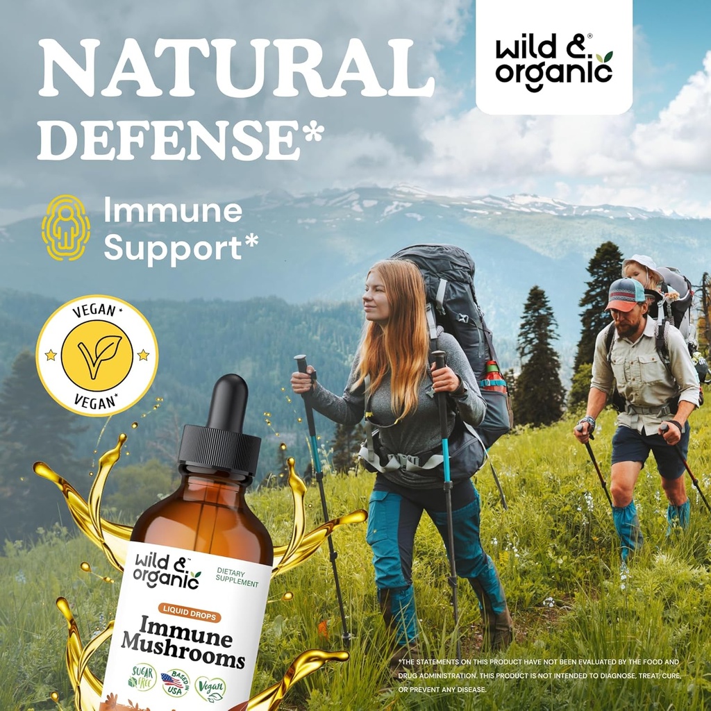 Wild & Organic Mood Support Tincture 4 fl oz & Immune Mushroom Tincture 5