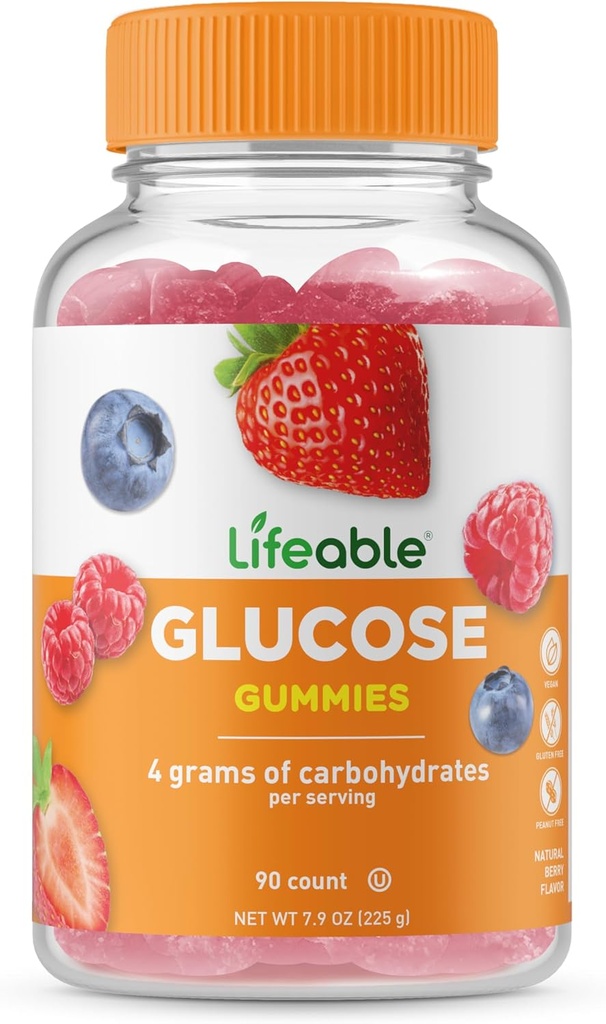 Lifeable Glucose Gummies - Great Tasting Natural Flavor Gummy - Gluten Free GMO-Free Chewable - for Adults and Kids - 90 Gummies 2